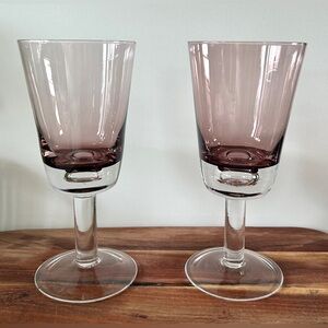 Winterthur VTG Jewel Tone Amethyst Tall Wine/ Water Goblets SET OF 2 Bubble Base